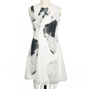2014 HONOR NYC Abstract Dragonfly Wing Print Silk Mini Dress Size 4